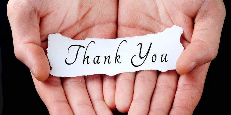 Image of Hands, says "Thank You"